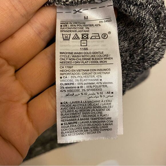 Old Navy Long puff sleeve crew neck thin Knit puff Heathered gray top -M - Picture 5 of 8